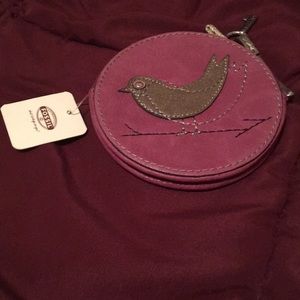Fossil coin purse round bird berry n w tags
